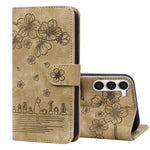 Custodia in pelle goffrata con gatto Sakura per Samsung Galaxy S23 5G