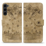 Custodia in pelle goffrata con gatto Sakura per Samsung Galaxy S23 5G