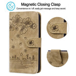 Custodia in pelle goffrata con gatto Sakura per Samsung Galaxy S23 5G