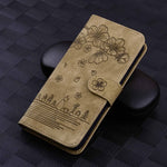 Custodia in pelle goffrata con gatto Sakura per Samsung Galaxy S23 5G