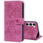 Custodia in pelle goffrata con gatto Sakura per Samsung Galaxy S23 5G