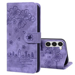 Custodia in pelle goffrata con gatto Sakura per Samsung Galaxy S23 5G