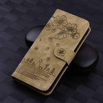 Custodia pelle goffrata con gatto Sakura per Samsung Galaxy S25 Ultra, S24 FE