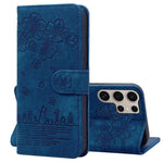 Custodia pelle goffrata con gatto Sakura per Samsung Galaxy S25 Ultra, S24 FE