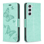 Custodia in pelle con motivo a due farfalle per Samsung Galaxy S25 e S25+ 5G