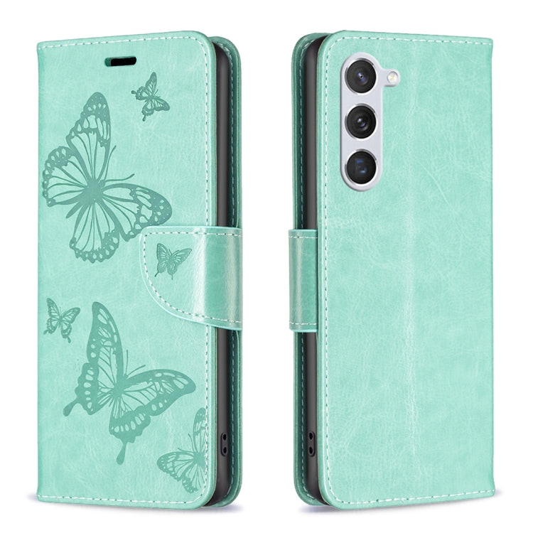 Custodia in pelle con motivo a due farfalle per Samsung Galaxy S25 e S25+ 5G