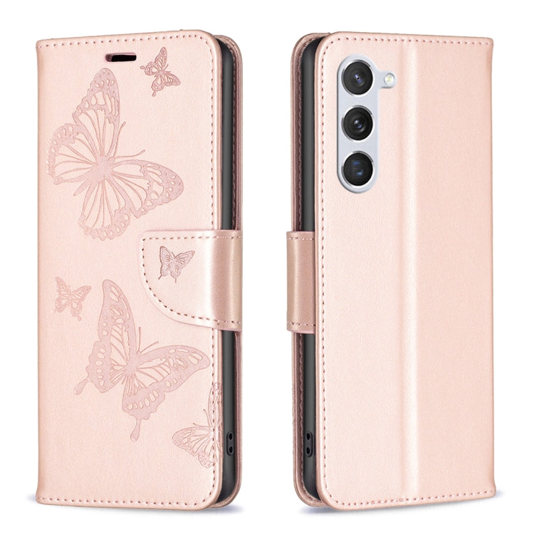 Custodia in pelle con motivo a due farfalle per Samsung Galaxy S25 e S25+ 5G
