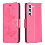 Custodia in pelle con motivo a due farfalle per Samsung Galaxy S25 e S25+ 5G
