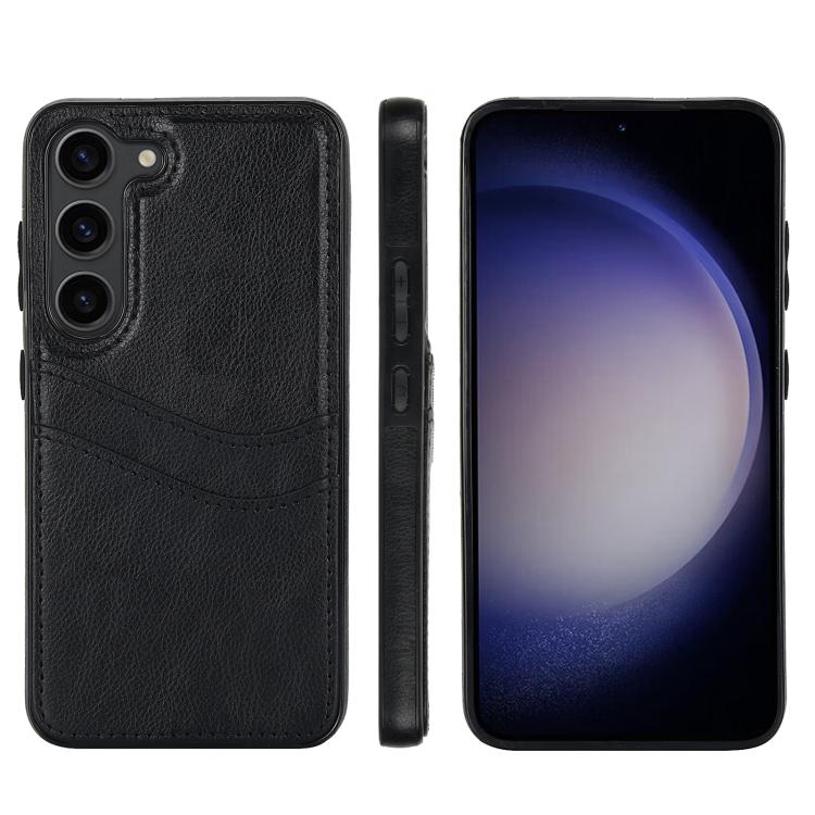 Custodia in pelle Litchi con slot per carte per Samsung Galaxy S24+, S24, S23