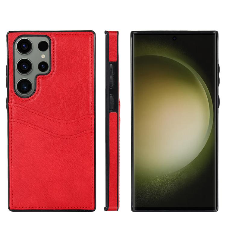 Custodia in pelle Litchi con slot per carte per Samsung Galaxy S24+, S24, S23