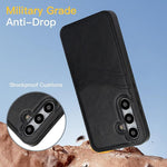 Custodia in pelle Litchi con slot per carte per Samsung Galaxy S24+, S24, S23