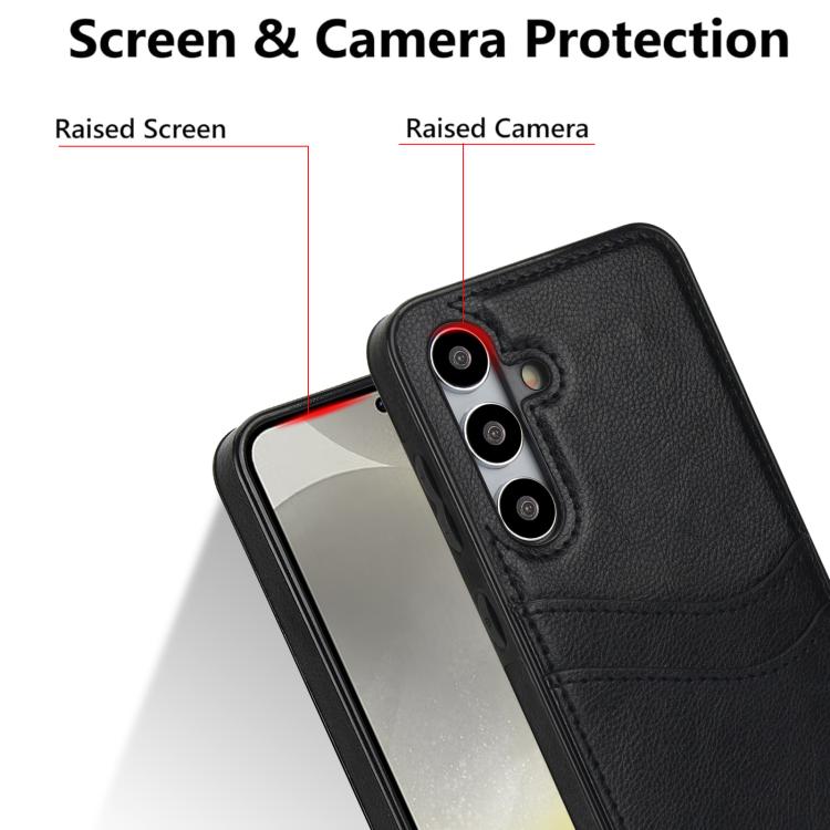 Custodia in pelle Litchi con slot per carte per Samsung Galaxy S24+, S24, S23