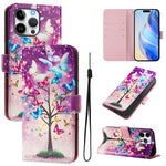 Custodia in pelle con motivo colorato per iPhone 16 Pro Max