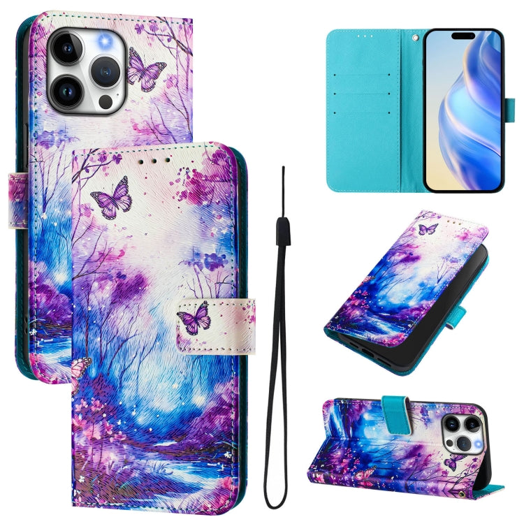 Custodia in pelle con motivo colorato per iPhone 16 Pro Max