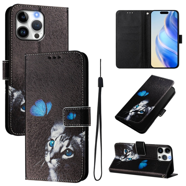 Custodia in pelle con motivo colorato per iPhone 16 Pro