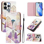 Custodia in pelle con motivo colorato per iPhone 16 Pro