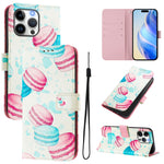 Custodia in pelle con motivo colorato per iPhone 16 Pro