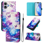 Custodia in pelle con motivo colorato per iPhone 16 Plus
