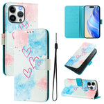 Custodia in pelle con motivo colorato per iPhone 15 Pro