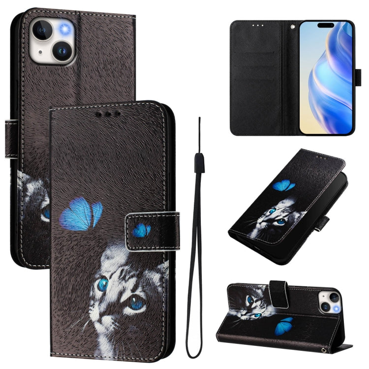 Custodia in pelle con motivo colorato per iPhone 15 Plus