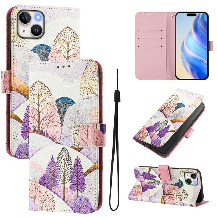 Custodia in pelle con motivo colorato per iPhone 15 Plus