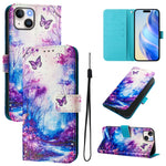 Custodia in pelle con motivo colorato per iPhone 15 Plus