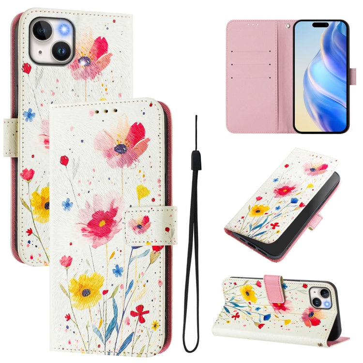 Custodia in pelle con motivo colorato per iPhone 15 Plus