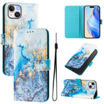Custodia in pelle con motivo colorato per iPhone 15 Plus
