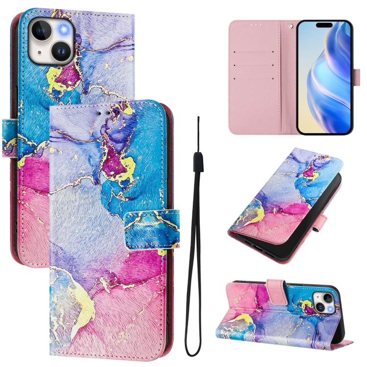 Custodia in pelle con motivo colorato per iPhone 15 Plus
