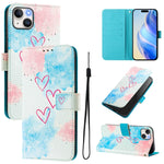 Custodia in pelle con motivo colorato per iPhone 15 Plus