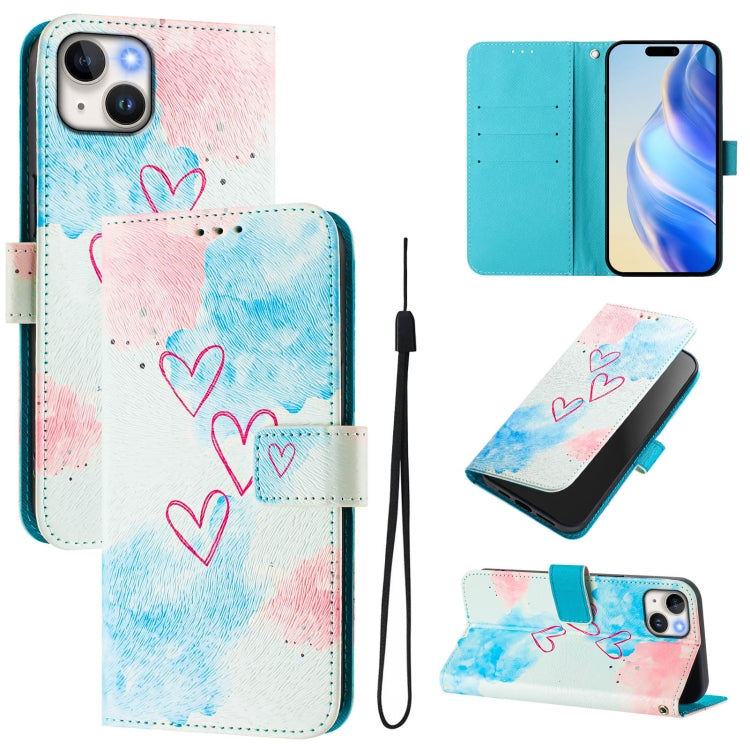 Custodia in pelle con motivo colorato per iPhone 15 Plus
