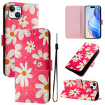 Custodia in pelle con motivo colorato per iPhone 15