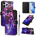 Custodia in pelle con motivo colorato per iPhone 13 Pro
