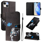 Custodia in pelle con motivo colorato per iPhone 14 Plus