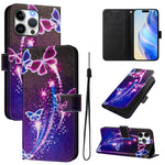 Custodia in pelle con motivo colorato per iPhone 14 Pro Max