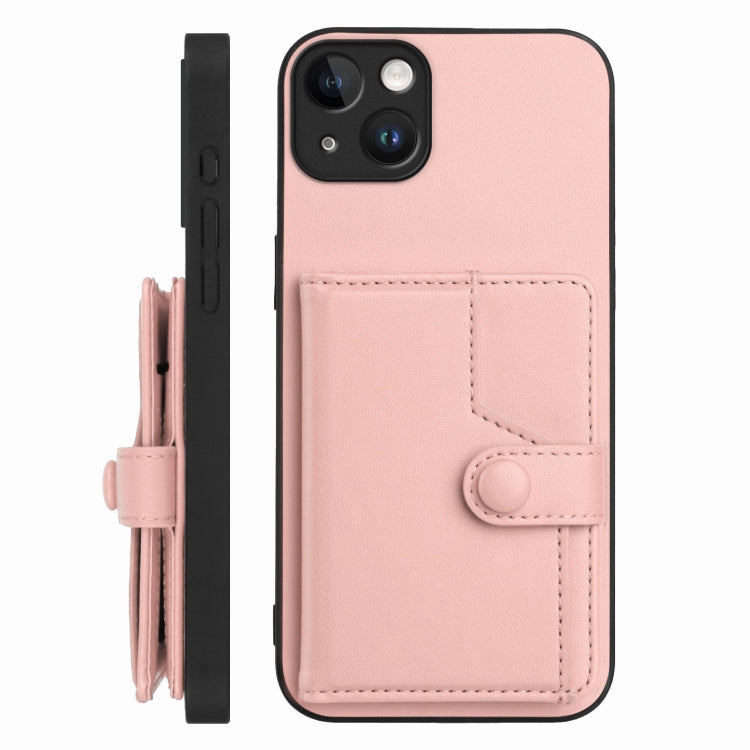 Borsa per carte con bottone RFID Custodia antifurto per telefono, For iPhone 14 Plus, For iPhone 14, For iPhone 14 Pro, For iPhone 14 Pro Max