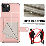 Borsa per carte con bottone RFID Custodia antifurto per telefono, For iPhone 14 Plus, For iPhone 14, For iPhone 14 Pro, For iPhone 14 Pro Max