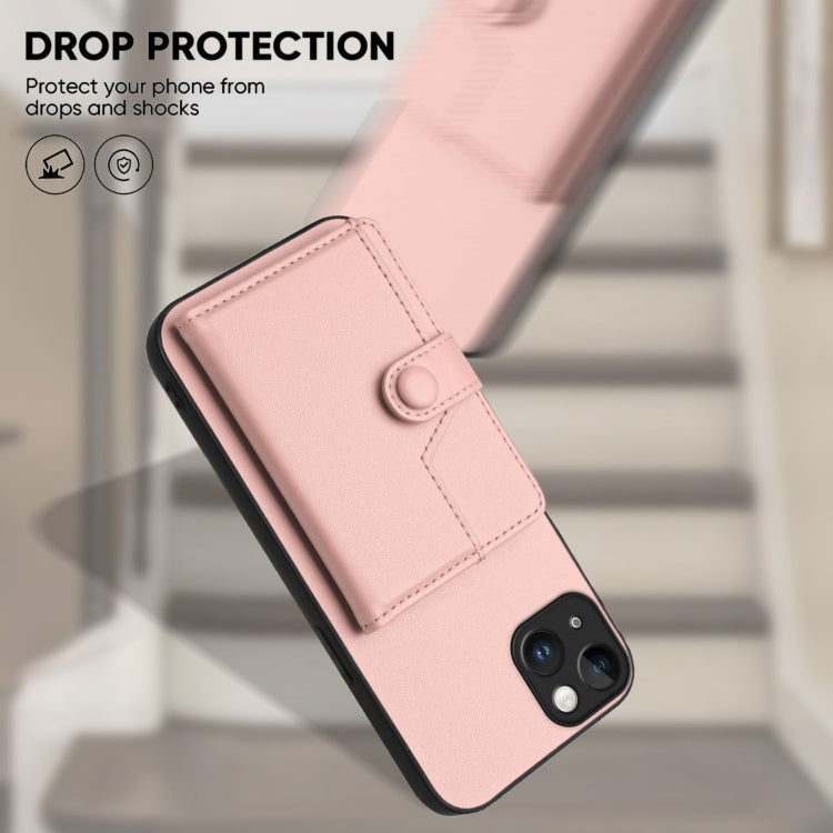 Borsa per carte con bottone RFID Custodia antifurto per telefono, For iPhone 14 Plus, For iPhone 14, For iPhone 14 Pro, For iPhone 14 Pro Max