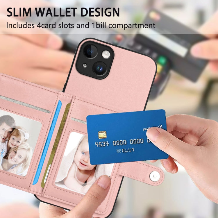 Borsa per carte con bottone RFID Custodia antifurto per telefono, For iPhone 14 Plus, For iPhone 14, For iPhone 14 Pro, For iPhone 14 Pro Max