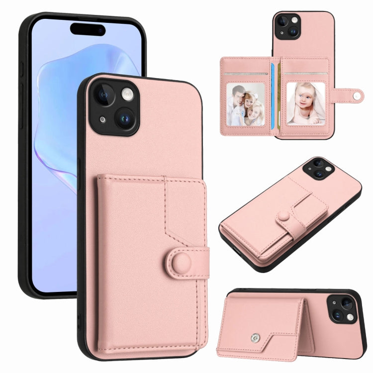 Borsa per carte con bottone RFID Custodia antifurto per telefono, For iPhone 14 Plus, For iPhone 14, For iPhone 14 Pro, For iPhone 14 Pro Max