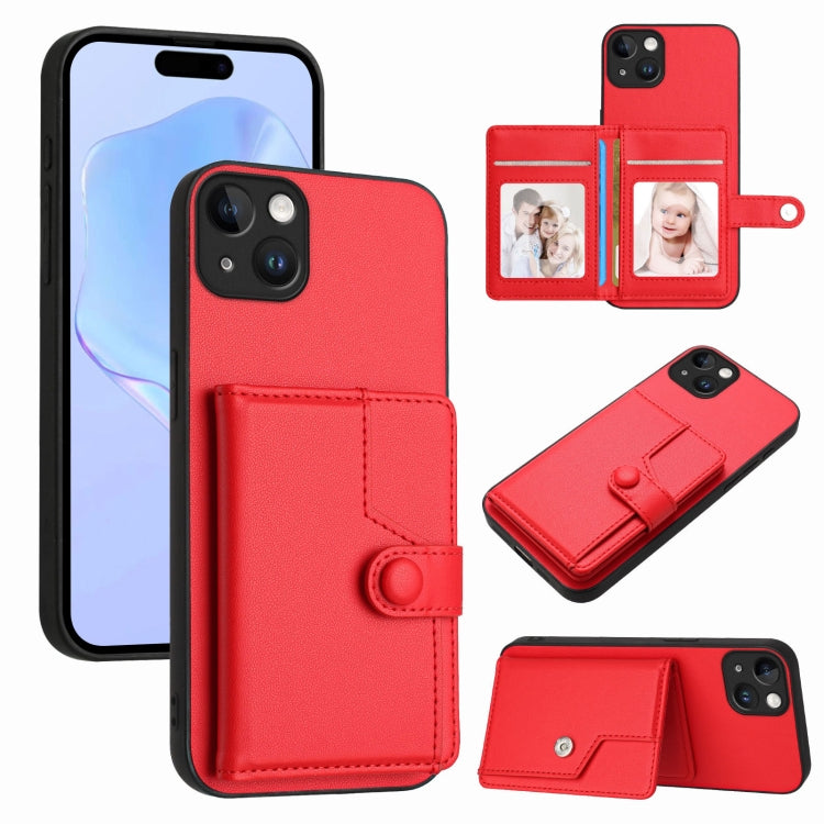 Borsa per carte con bottone RFID Custodia antifurto per telefono, For iPhone 14 Plus, For iPhone 14, For iPhone 14 Pro, For iPhone 14 Pro Max