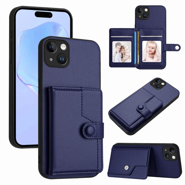 Borsa per carte con bottone RFID Custodia antifurto per telefono, For iPhone 14 Plus, For iPhone 14, For iPhone 14 Pro, For iPhone 14 Pro Max