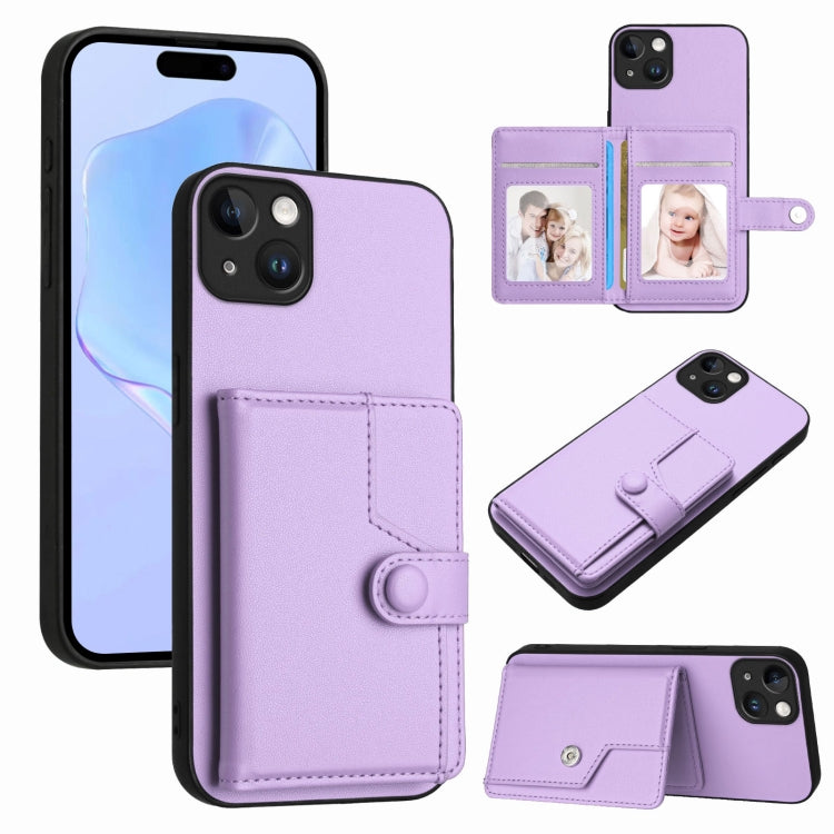 Borsa per carte con bottone RFID Custodia antifurto per telefono, For iPhone 14 Plus, For iPhone 14, For iPhone 14 Pro, For iPhone 14 Pro Max