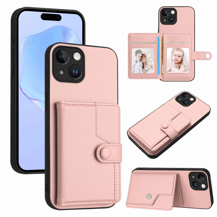 Borsa per carte con bottone RFID Custodia antifurto per telefono, For iPhone 14 Plus, For iPhone 14, For iPhone 14 Pro, For iPhone 14 Pro Max