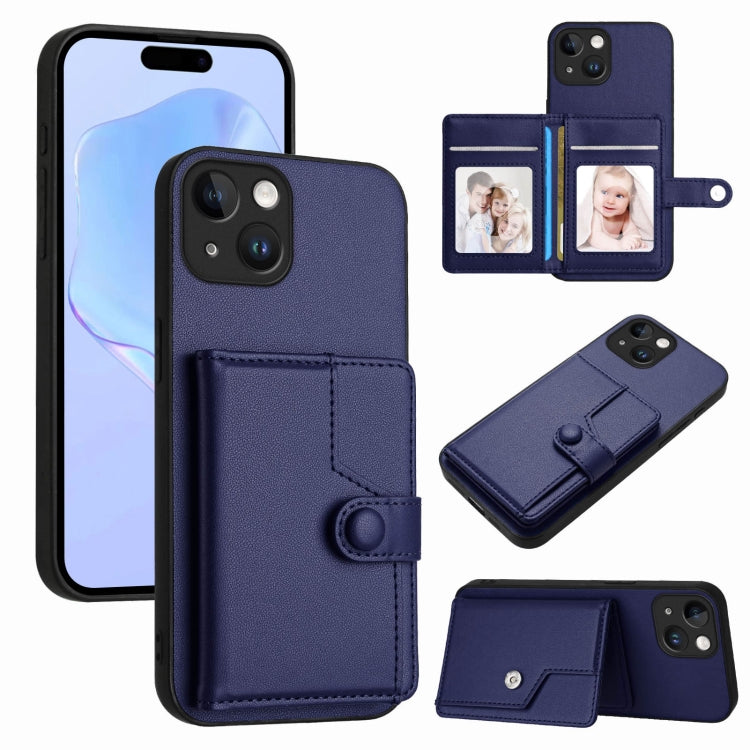 Borsa per carte con bottone RFID Custodia antifurto per telefono, For iPhone 14 Plus, For iPhone 14, For iPhone 14 Pro, For iPhone 14 Pro Max