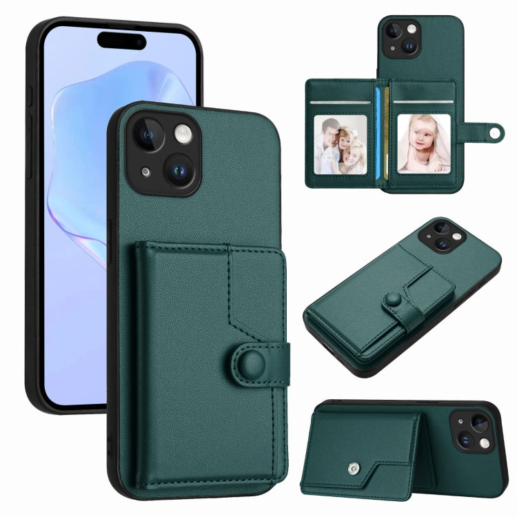 Borsa per carte con bottone RFID Custodia antifurto per telefono, For iPhone 14 Plus, For iPhone 14, For iPhone 14 Pro, For iPhone 14 Pro Max