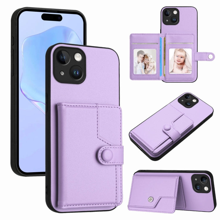 Borsa per carte con bottone RFID Custodia antifurto per telefono, For iPhone 14 Plus, For iPhone 14, For iPhone 14 Pro, For iPhone 14 Pro Max