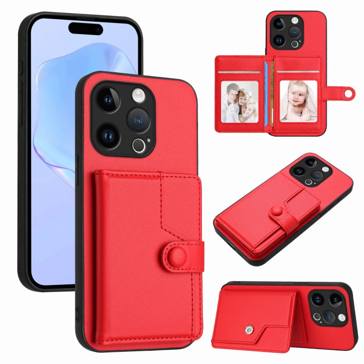 Borsa per carte con bottone RFID Custodia antifurto per telefono, For iPhone 14 Plus, For iPhone 14, For iPhone 14 Pro, For iPhone 14 Pro Max