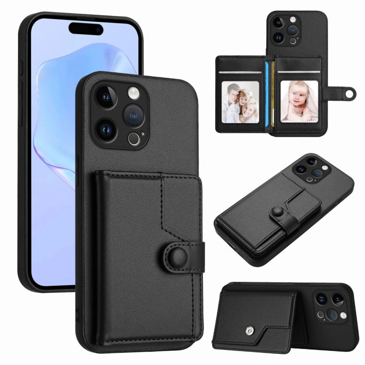 Borsa per carte con bottone RFID Custodia antifurto per telefono, For iPhone 14 Plus, For iPhone 14, For iPhone 14 Pro, For iPhone 14 Pro Max