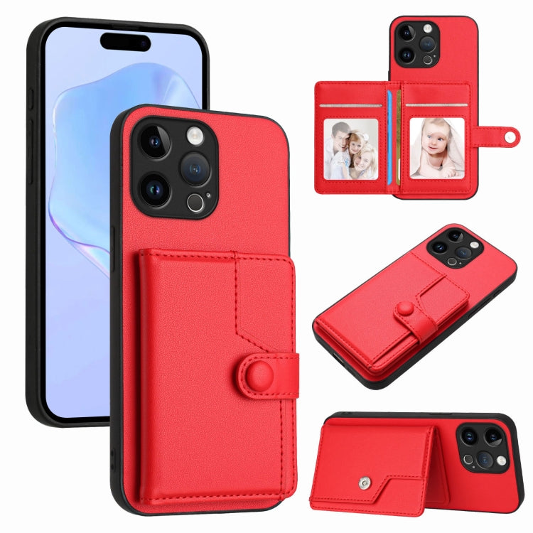 Borsa per carte con bottone RFID Custodia antifurto per telefono, For iPhone 14 Plus, For iPhone 14, For iPhone 14 Pro, For iPhone 14 Pro Max
